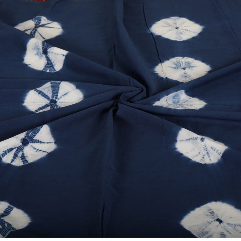 Trade Star 5 Yard Shibori Fabric Handmade Fabric for Dressmaking Indigo Tie Dye Indian Cotton Natural Dyed Textile for Sewing (Pattern 8) - Image 1